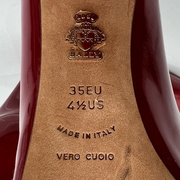 Bally Red Patent Ombrette Leather Pumps Size 35 Women’s - Picture 4 of 11